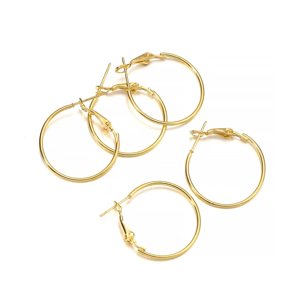 Top Trends: 10pcs / lot Gold Color Round Alloy Earring Hoop Hooks For Jewelry Making Findings Diy Earrings Accessories Supplies Wholesale Shoppable Styles