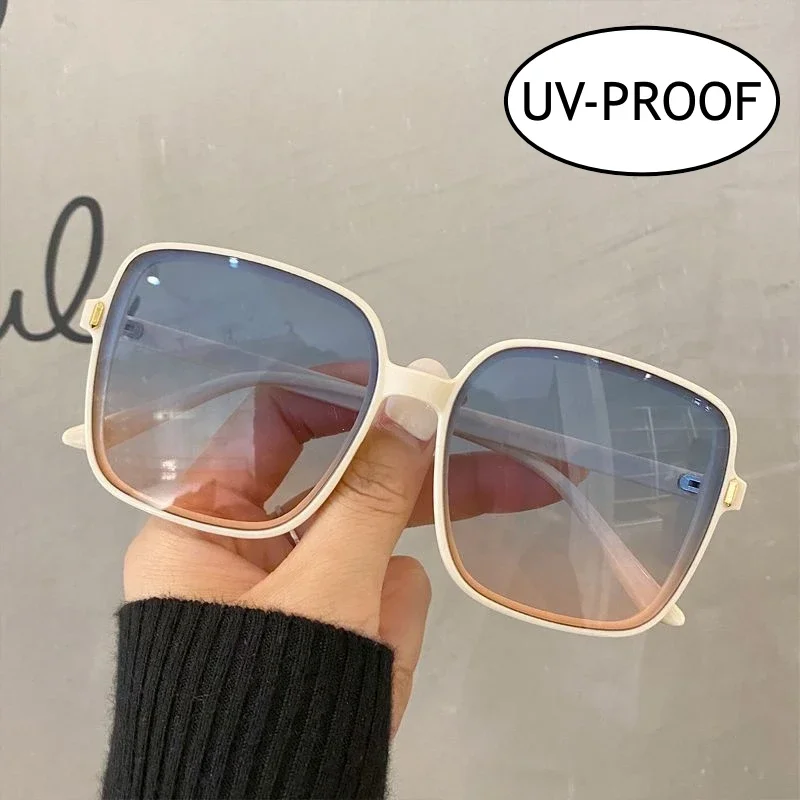 Top Trends: Female Large Frame Gradient Sunglasses Unisex Outdoor Sunproof Eyewear Men Women Trendy Ocean Lens Sqaure Sun Glasses Party Shoppable Styles