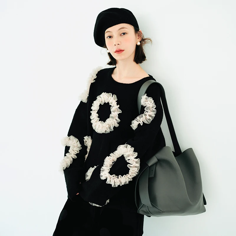 Top Trends: Imakokoni Girls Original Spring Mohair Lace Flower Pullover For Autumn / Winter 2022 223943 Shoppable Styles - Image 6