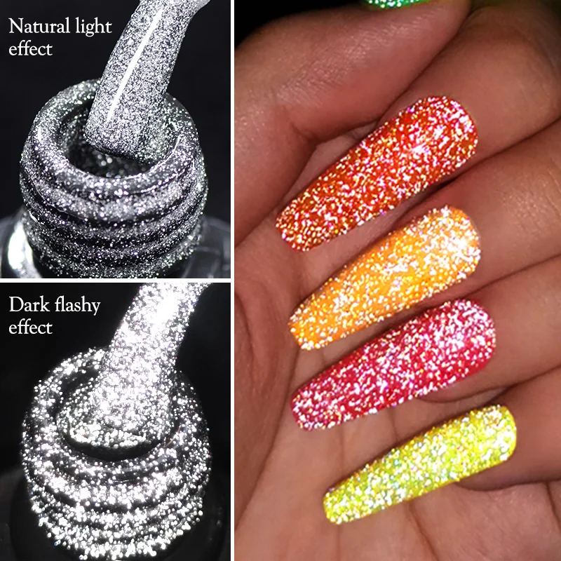 Top Trends: Mtssii 7ml Reflective Glitter Top Coat Semi Permanent Shiny Gel Nail Polish Sparkling UV Nail Gel Varnish Nail Art Decoration Shoppable Styles