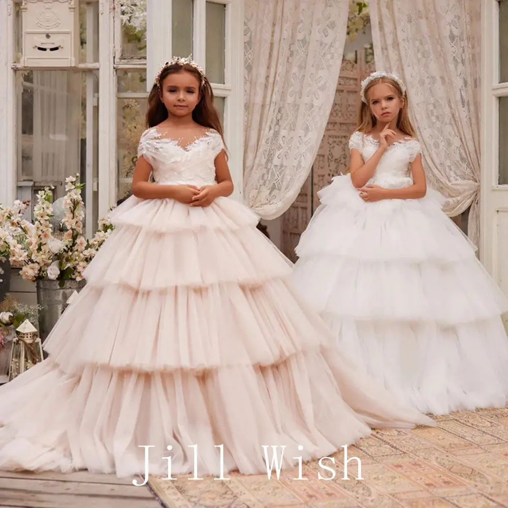 Top Trends: Jill Wish Luxury Pearl Girl Dress Beading Princess Dubai Kids Wedding Birthday Communion Party Elegant Evening Gown 2024 J290 Shoppable Styles