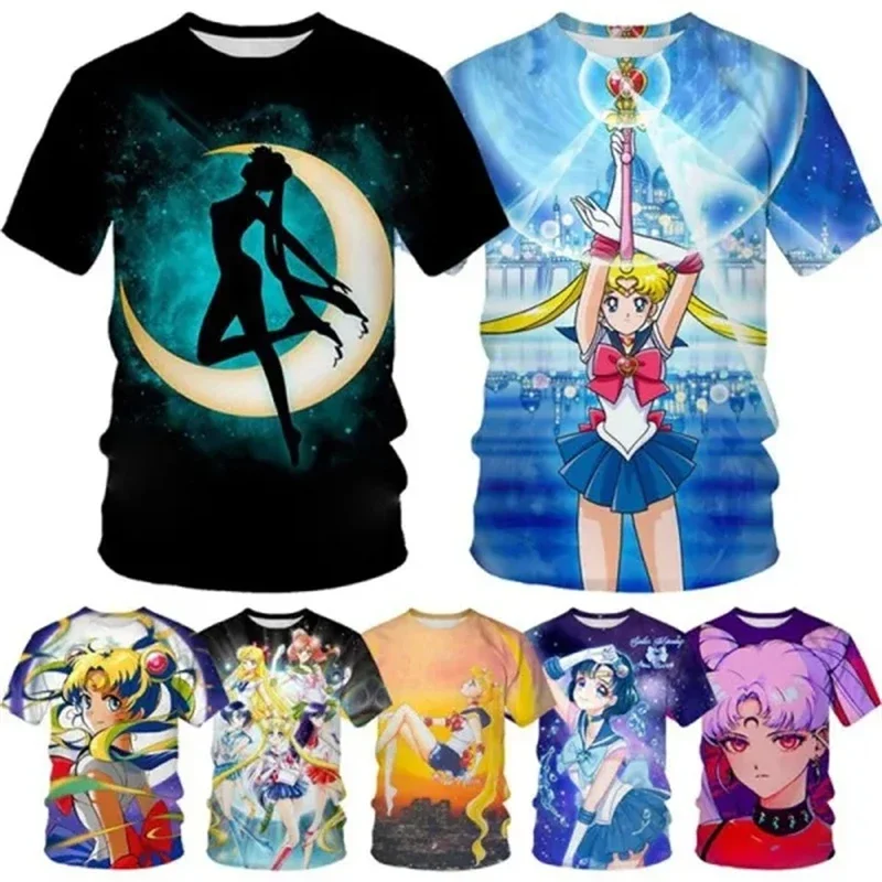 Top Trends: Summer Sailor Moon 3D Printed Animated Girls Short Sleeve T-shirt Casual Crew Neck Anime Sailor Moon For Both Men And Women Shor Shoppable Styles