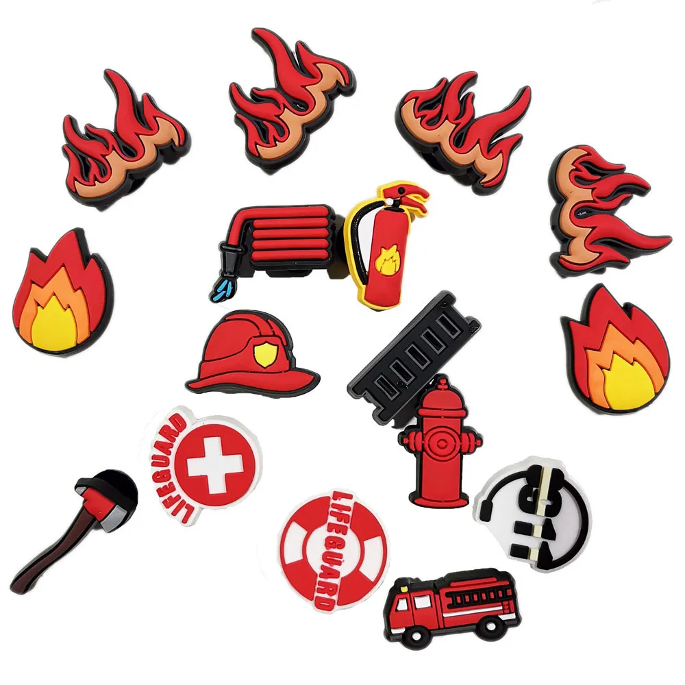 Top Trends: Hot Sale 1pcs PVC Fireman Shoe Charms For Crocs Accessories Badge Women Sandals Buckle Kids Pins Men Decoration Jeans X-mas Gift Shoppable Styles