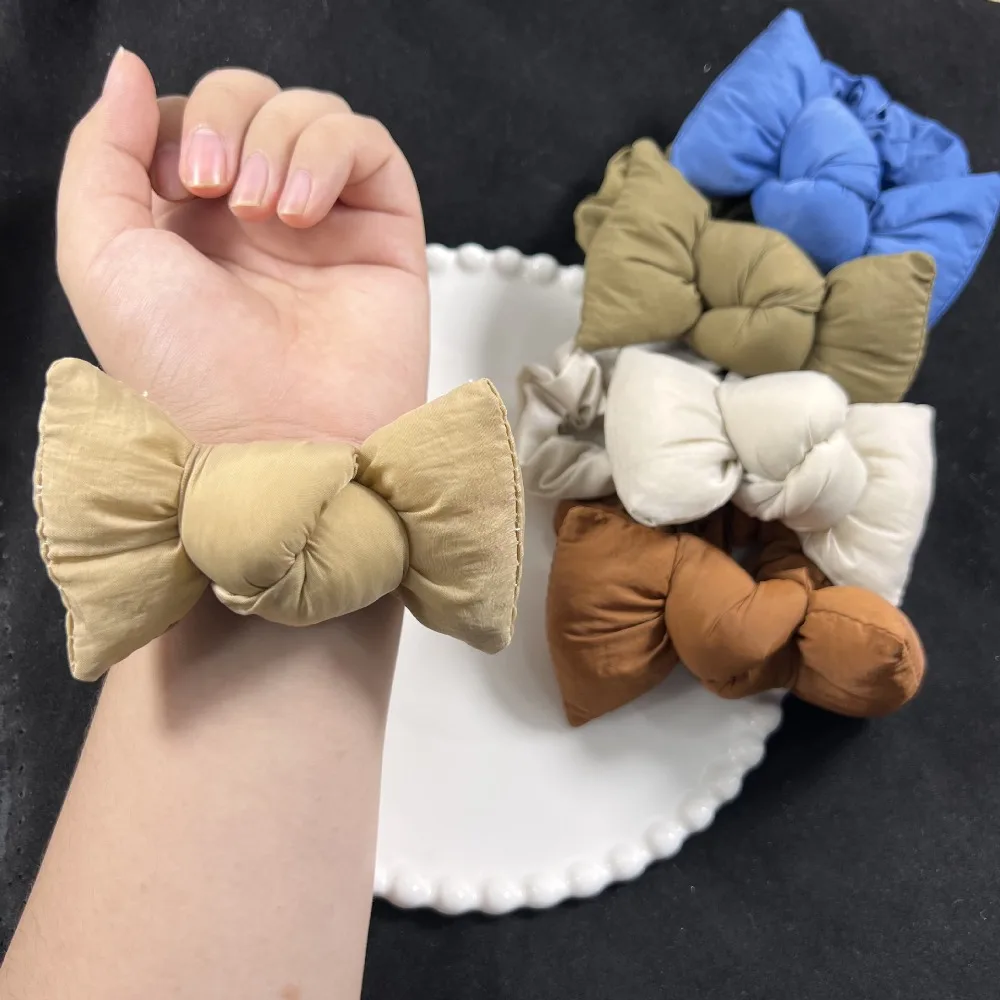 Top Trends: Girls Colorful Cute Cotton Bow Ponytail Hair Tie Elastic Hair Band Scrunchies Winter Fashion Women Hair Accessories Shoppable Styles - Image 2