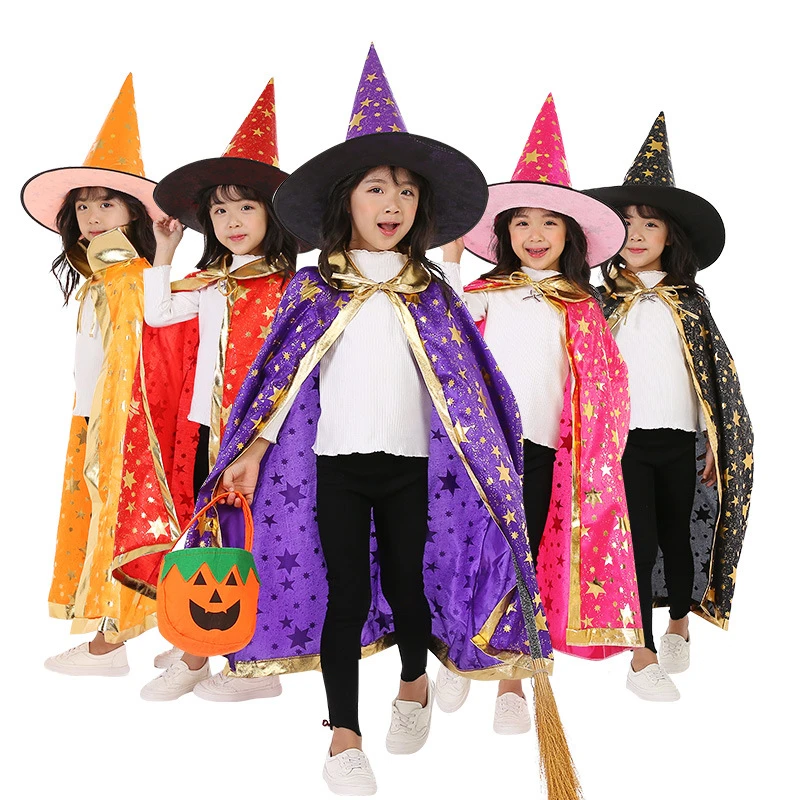 Top Trends: Kids Halloween Costumes Witch Cloak Witch Cape With Hat Children Halloween Costume Kids Cosplay Party Accessories For 3-12 Years Shoppable Styles