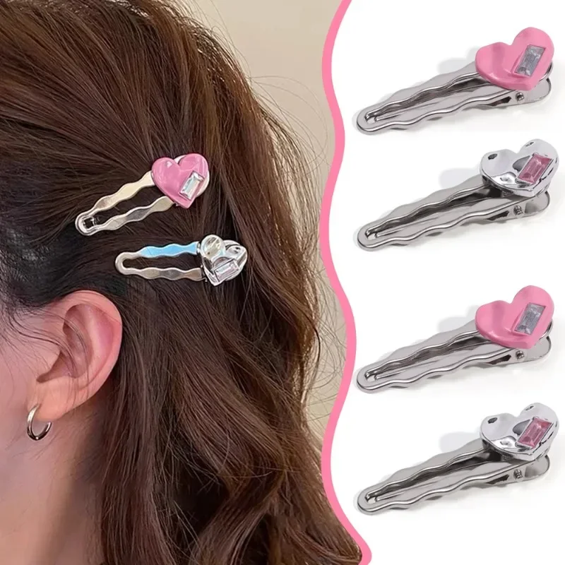 Top Trends: Sweet Girls Hair Clips Y2K Women Cute Metal Colorful Love Hairpin Silver Pink Hair Accessories BB Hairpins Side Clips Headwear Shoppable Styles