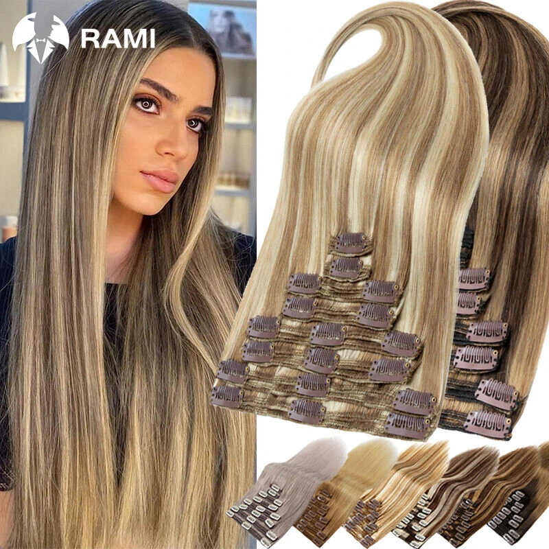 Top Trends: Women Human Hair Extension 7Pcs Clip In Remy Hair Weft 100% Human Hair Extensions For Lady 12''-26'' Natural Clips Hairpieces Shoppable Styles