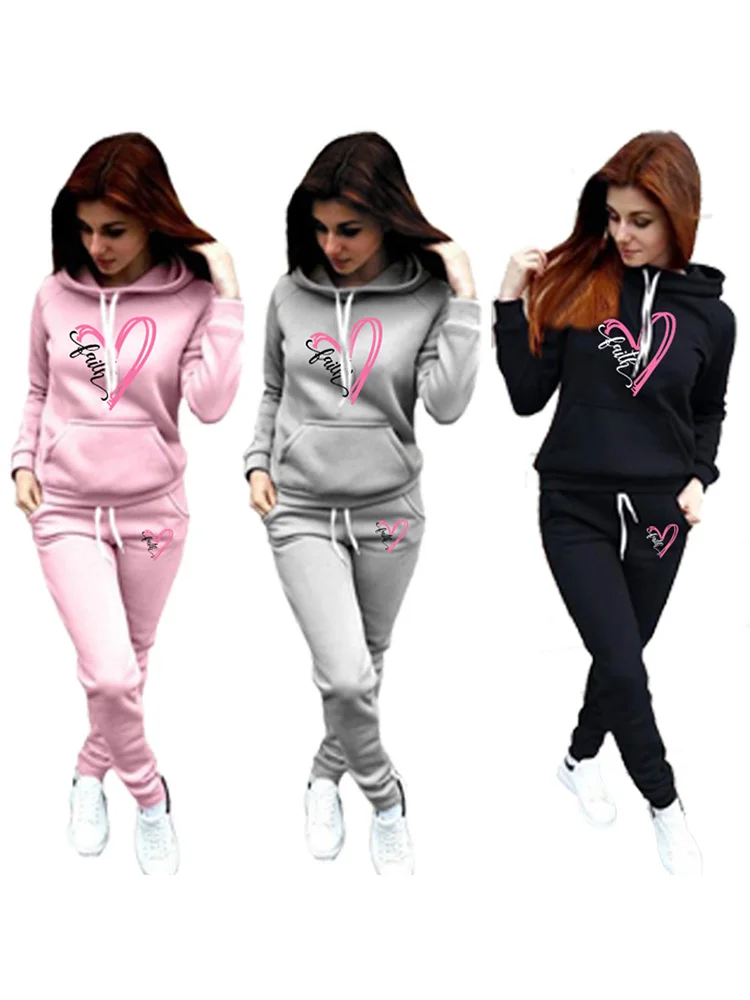 Top Trends: Women&#039;s Fashion Love Print Hoodies Jogging Suit Hooded Sweatshirts+ Long Pants Casual Tracksuits Women&#039;s Hooded Sweatshirt Set Shoppable Styles