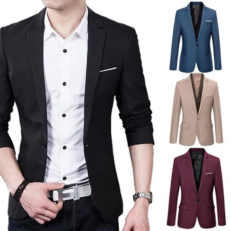 Top Trends: Male Blazers Slim Elegant Suit Blazer Business Formal Party Male Long Jacket For Men Suit One Button Lapel Casual Pockets Top Shoppable Styles - Image 4