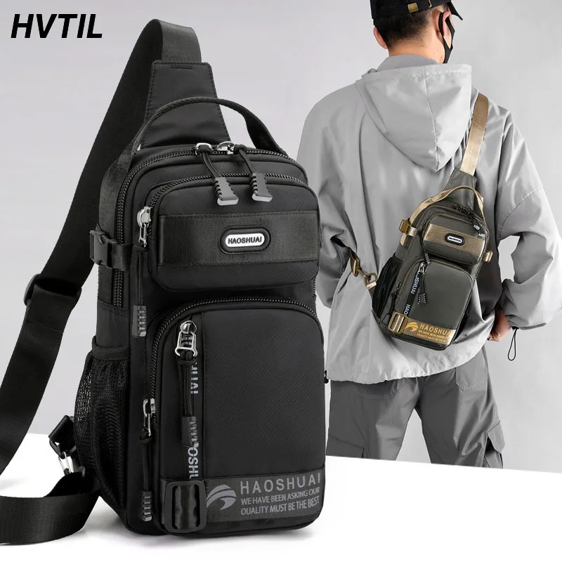 Top Trends: HVTIL New Outdoor Waterproof Chest Bag Men Multifunctional Messenger Pack Fashion Crossbody Shoulder Bag For Travel Multi Pocket Shoppable Styles