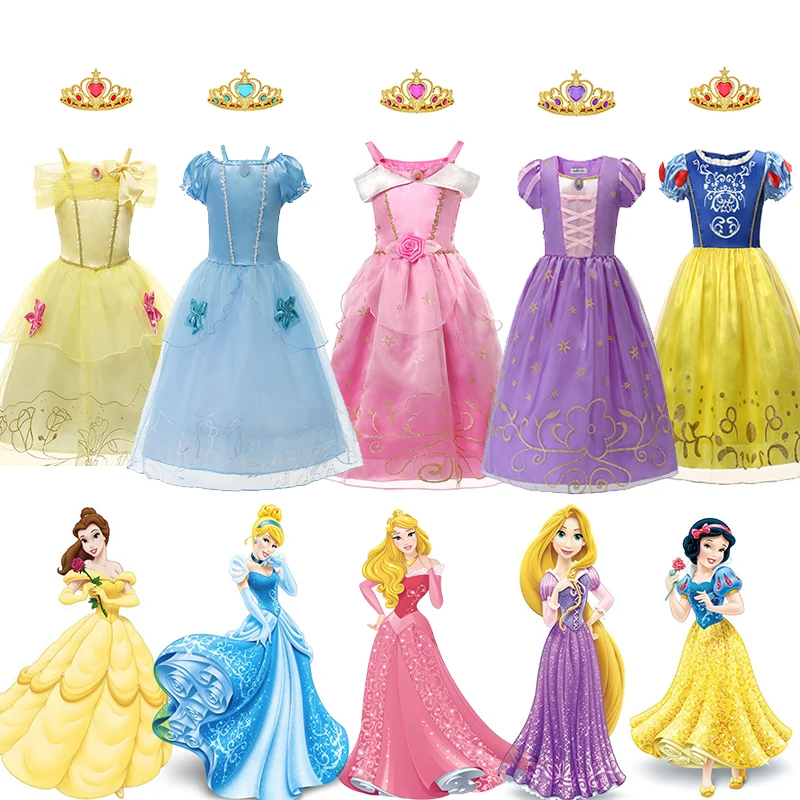 Top Trends: Girls Rapunzel Cinderella Disney Princess Dress Kids Belle Aurora Sofia Snow White Cosplay Costume Carnival Christmas Clothing Shoppable Styles