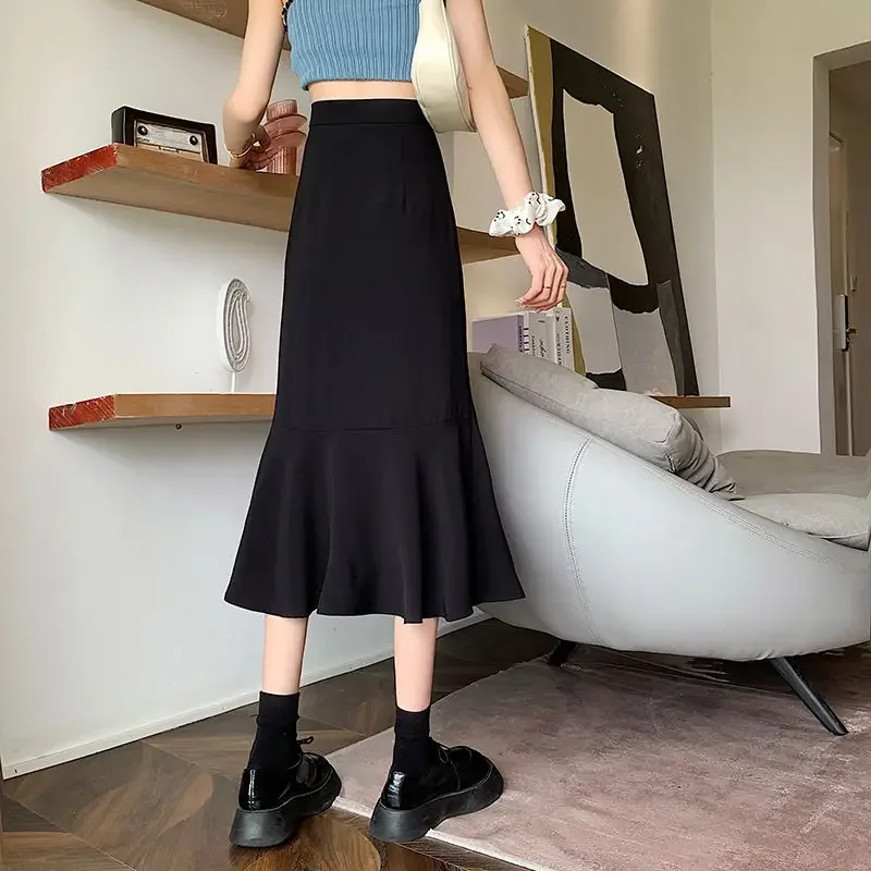 Top Trends: 2022 New Summer Ruffled Formal Skirts Women Fashion Elegant High Waist Black White Long Mermaid Skirt Female Shoppable Styles - Image 4