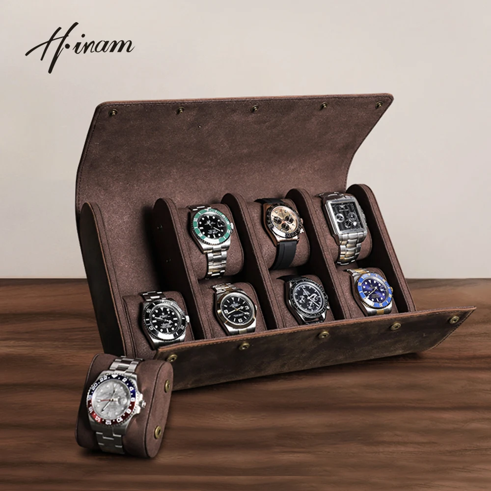 Top Trends: Luxury Vintage Watch Roll Travel Case Genuine Leather Handmade Display Box 1 / 2 / 3 / 6 / 8 Slots Wrist Watches Jewelry Storage Pouch Shoppable Styles