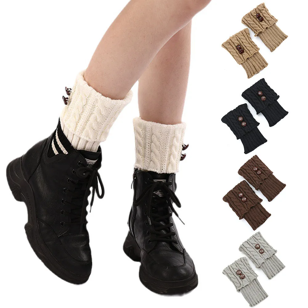 Top Trends: Winter Warm Leg Warmers Boot Cuffs Wool Knitted Foot Cover Long Socks Ankle Warmer Y2K Punk Gothic Crochet Boot Cuffs Shoppable Styles