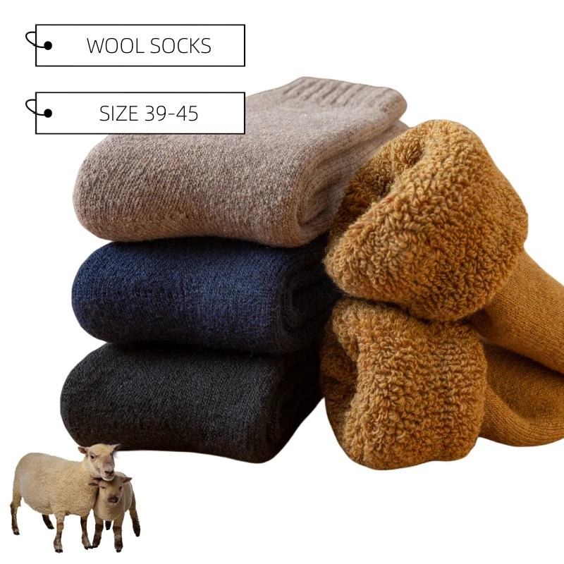 Top Trends: 3 Pair Men&#039;s Super Thick Wool Socks Winter Cold-Proof And Warm Cashmere Socks Harajuku Retro Fashion Terry Socks For Men Shoppable Styles