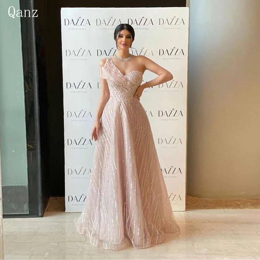 Top Trends: Qanz Pink Tulle Prom Dress Sparkle Long A Line Sequined Luxury Dresses Evening 2023 Formal Occasion Dresses Abendkleider Dubai Shoppable Styles