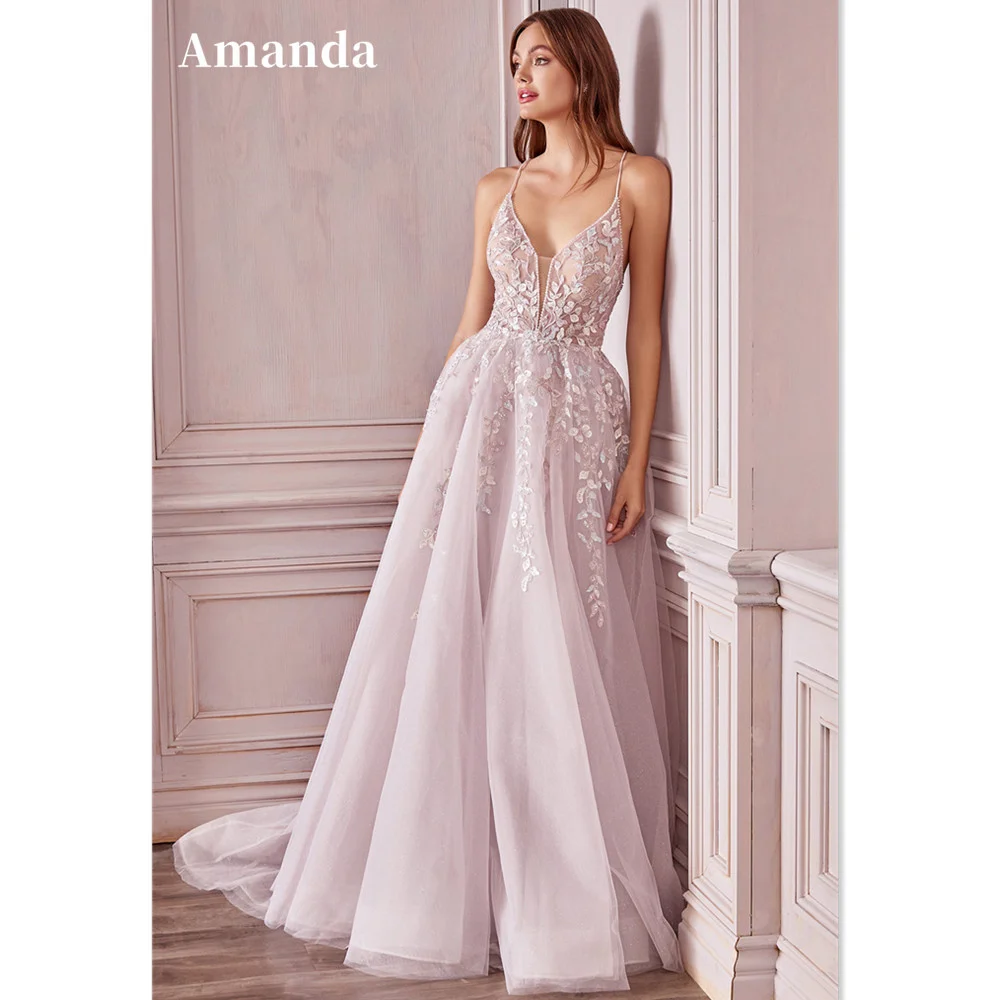 Top Trends: Amanda Princess Robe De Soirée Light Pink Spring فساتين مناسبة رسمية 2023 Lace Embroidery Evening Dress Sweet Prom Dress 2023 Shoppable Styles