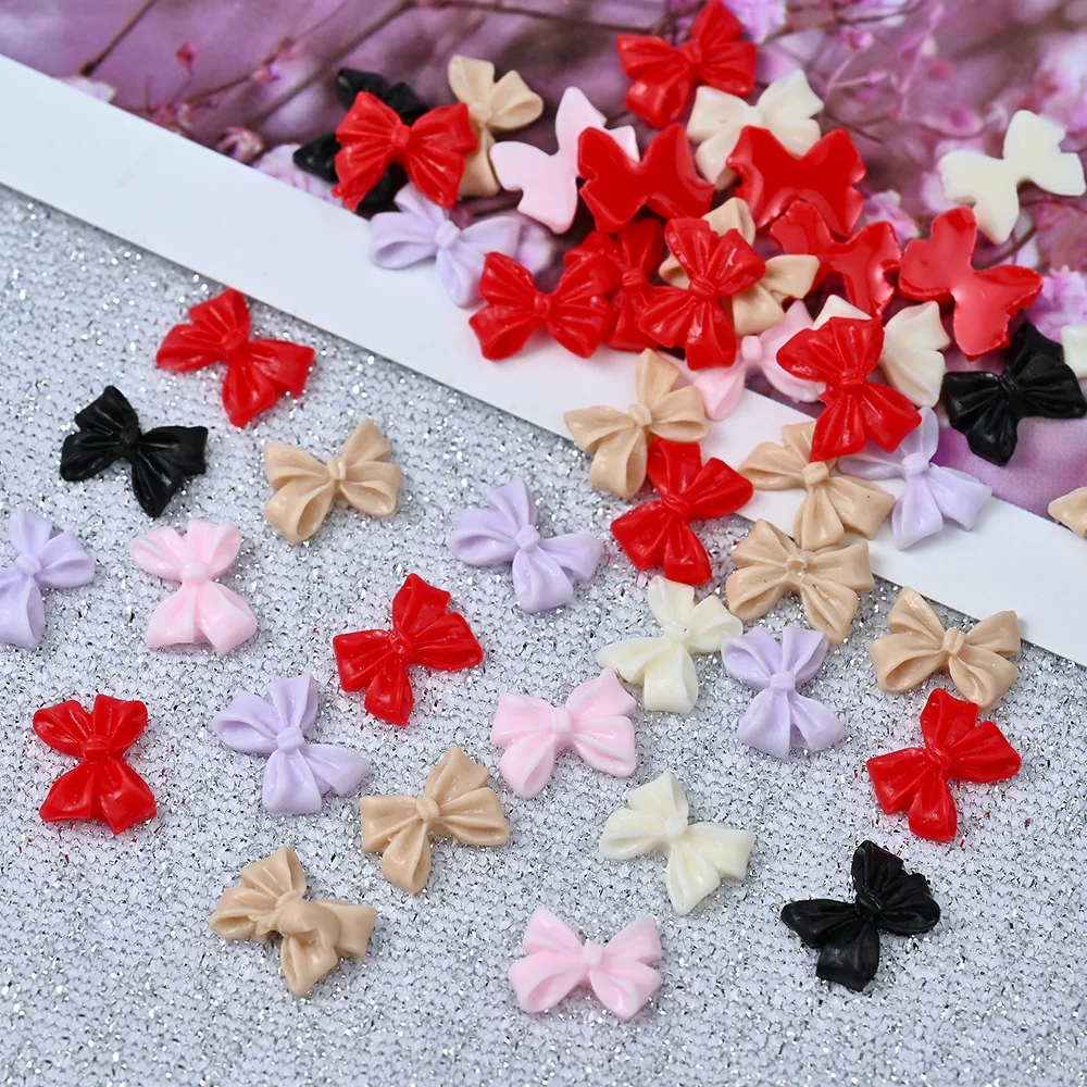 Top Trends: Kawaii Bowknot Nail Art Charms Lovely Black White Pink Fairy Resin Long Ribbon Nail Art Decoration Manicure DIY Accessorie Shoppable Styles - Image 4