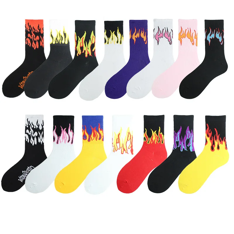 Top Trends: Unisex Flame Black White Yellow Fire Sokken Novelty Hip Hop Harajuku Socks Skateboard Calceines Mujer Street Skarpetki Socks Shoppable Styles