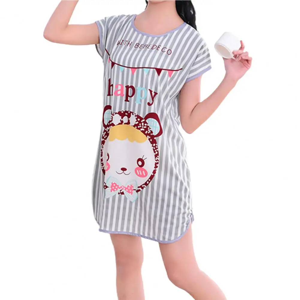 Top Trends: Loose Nightdress Cartoon Pattern Cute Female Round Neck Nighty Dress For Bedroom Sleeping Worn Outside Shoppable Styles