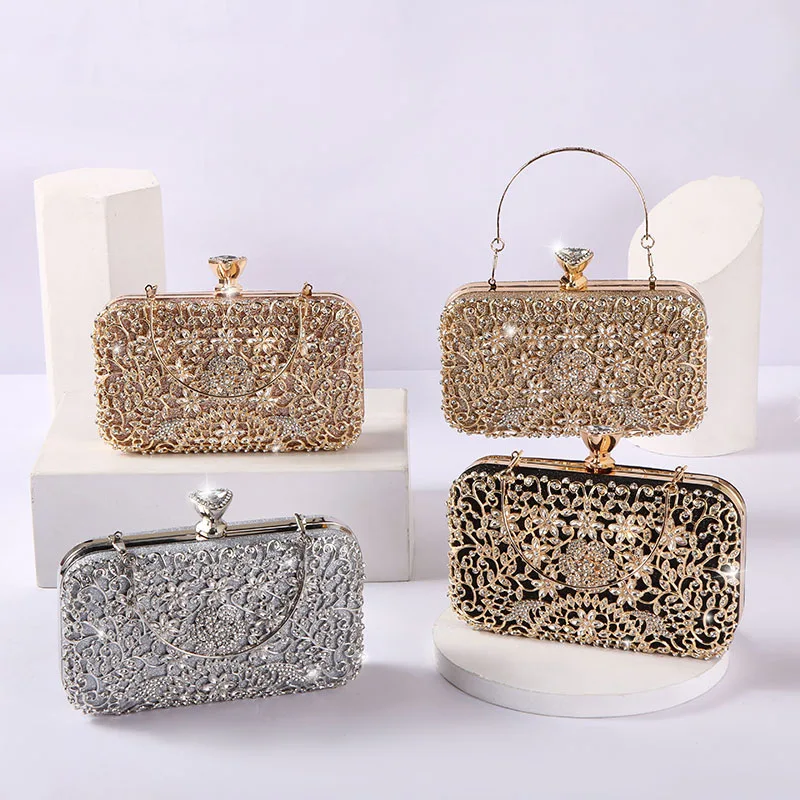 Top Trends: Diamond Evening Clutch Bag For Women Wedding Golden Clutch Purse Chain Shoulder Bag Small Party Handbag Shoppable Styles