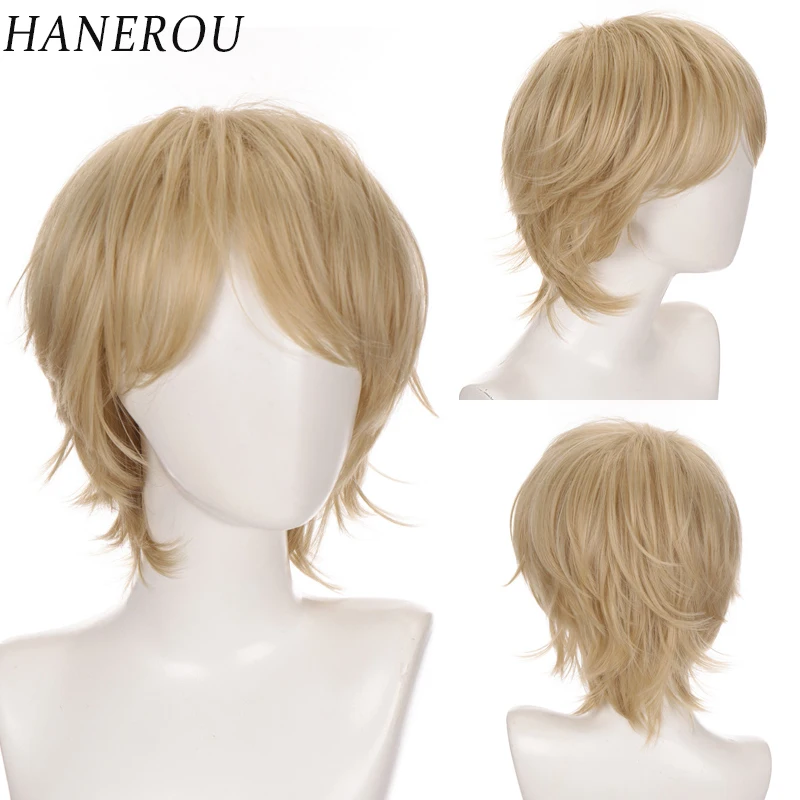 Top Trends: HANEROU Synthetic Wig Men Short Straight Blonde Hair Wig For Anime Cosplay Daily Party Heat Resistant Shoppable Styles