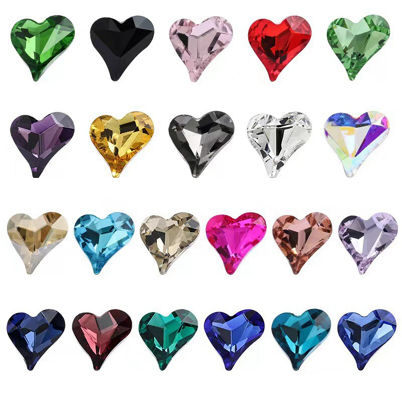 Top Trends: 20PCS Pointed Bottom Crooked Heart Nail Rhinestones Charms K9 Glass Stone Gems Crystal Nail Art Decorations Manicure Accessories Shoppable Styles