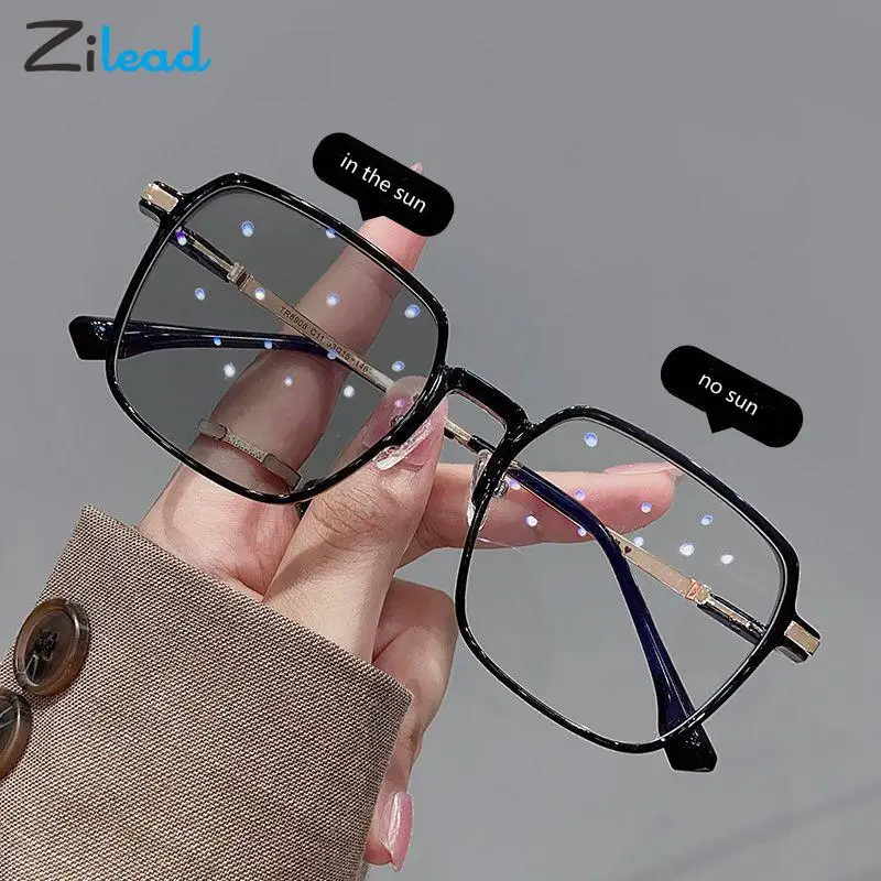 Top Trends: Zilead Photochromic Myopia Glasses Women Ultralight Anti Blue Light Clear HD Shortsighted Glasses Discoloration Myopic Eyewear Shoppable Styles