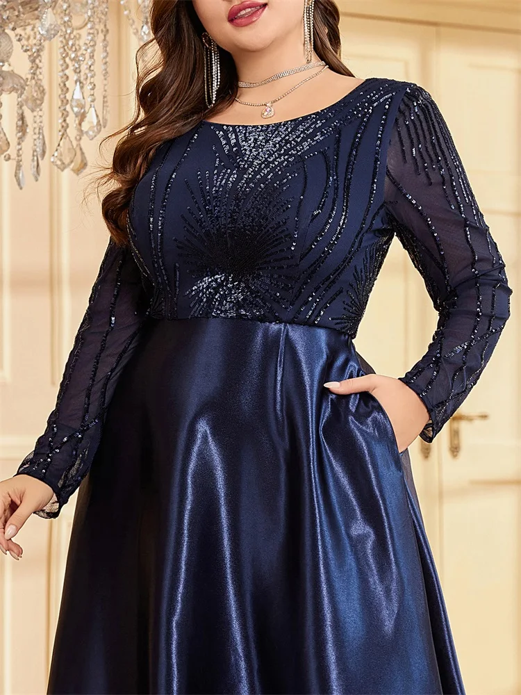 Top Trends: Lucyinlove Plus Size Elegant O-Neck Sequin Evening Dress Women Long Sleeve Mermaid Formal Dress Party Gown Bodycon Maxi Prom Shoppable Styles - Image 6