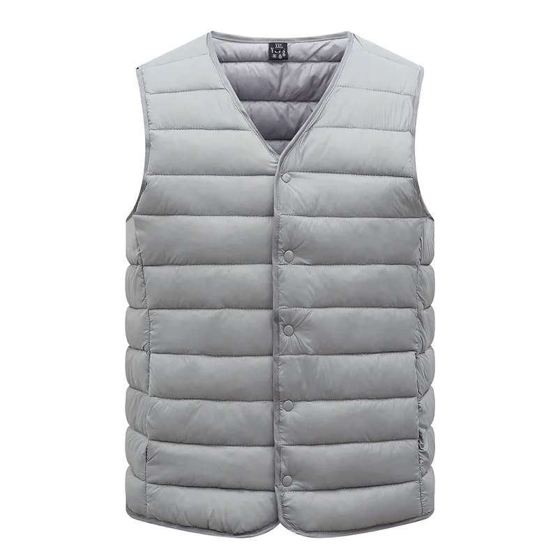 Top Trends: L-5XL Men Ultra Light Down Vest Jacket Male Winter Warm Liner V-neck Sleeveless Vest Coat For Middle Aged Elderly Dad's Clothes Shoppable Styles - Image 2