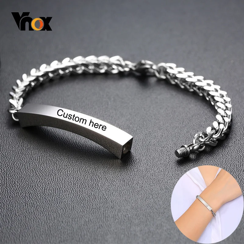 Top Trends: Vnox Customize Name Cremation Memorial Urn Bracelet Never Faded Stainless Steel Women Bracelet Personalized Gift Shoppable Styles