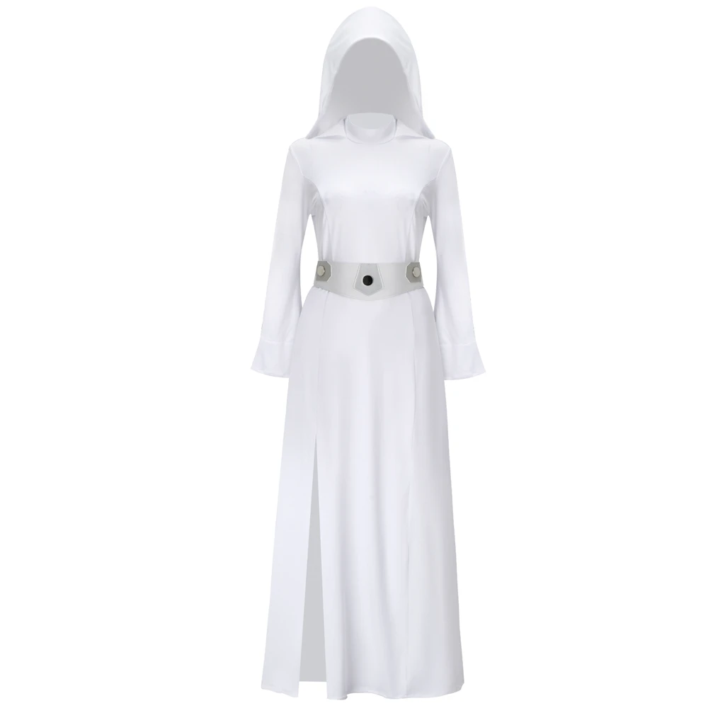 Top Trends: Leia Princess Dress For Women Adult Pure White Vintage One-piece Dress Belt Female Uniform Fancy Ball Cosplay Costume Shoppable Styles