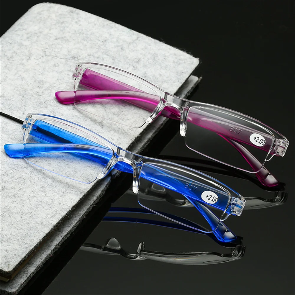 Top Trends: Ultralight Rimless Transparent Reading Glasses Fashion Retro Vintage Men Women Presbyopic Glasses TR90 Anti-blue Light Glasses Shoppable Styles