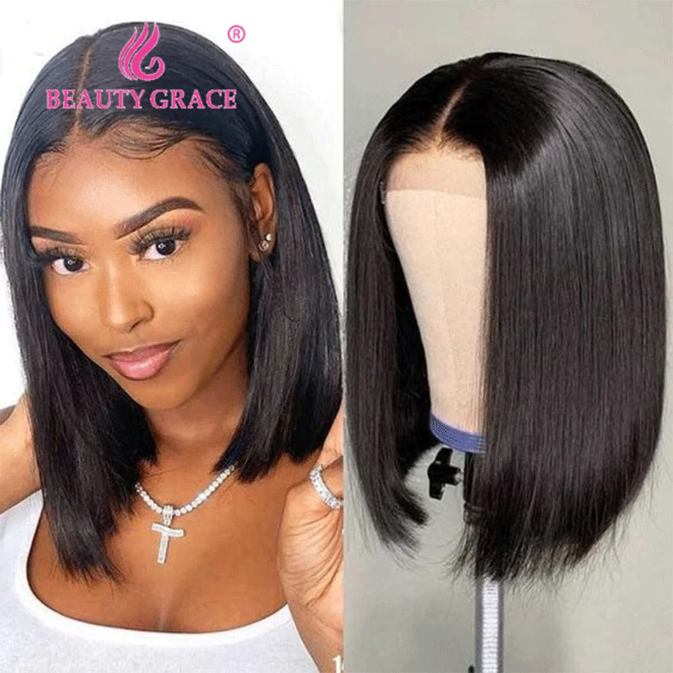 Top Trends: Glueless Wig Straight Bob Wig Lace 4x4 Lace Closure Wigs Glueless Preplucked Human Wigs Human Hair Pre Cut Wigs Easy To Wear Shoppable Styles