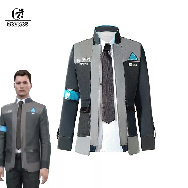 Top Trends: ROLECOS Game Detroit Become Human Cosplay Costume Connor Cosplay Uniform Men Jacket White Shirt Tie RK800 Coat Costume Full Set Shoppable Styles