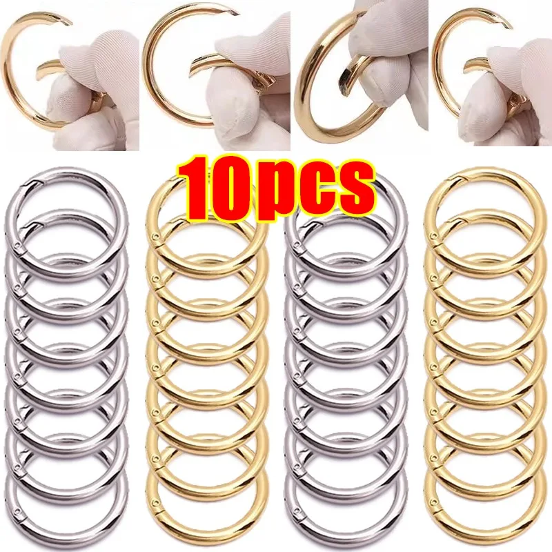 Top Trends: 10Pcs Metal O-shaped Ring Spring Clasps Openable Round Carabiner Keychain Bag Clips Hook Dog Chain Buckles Connector DIY Jewelry Shoppable Styles