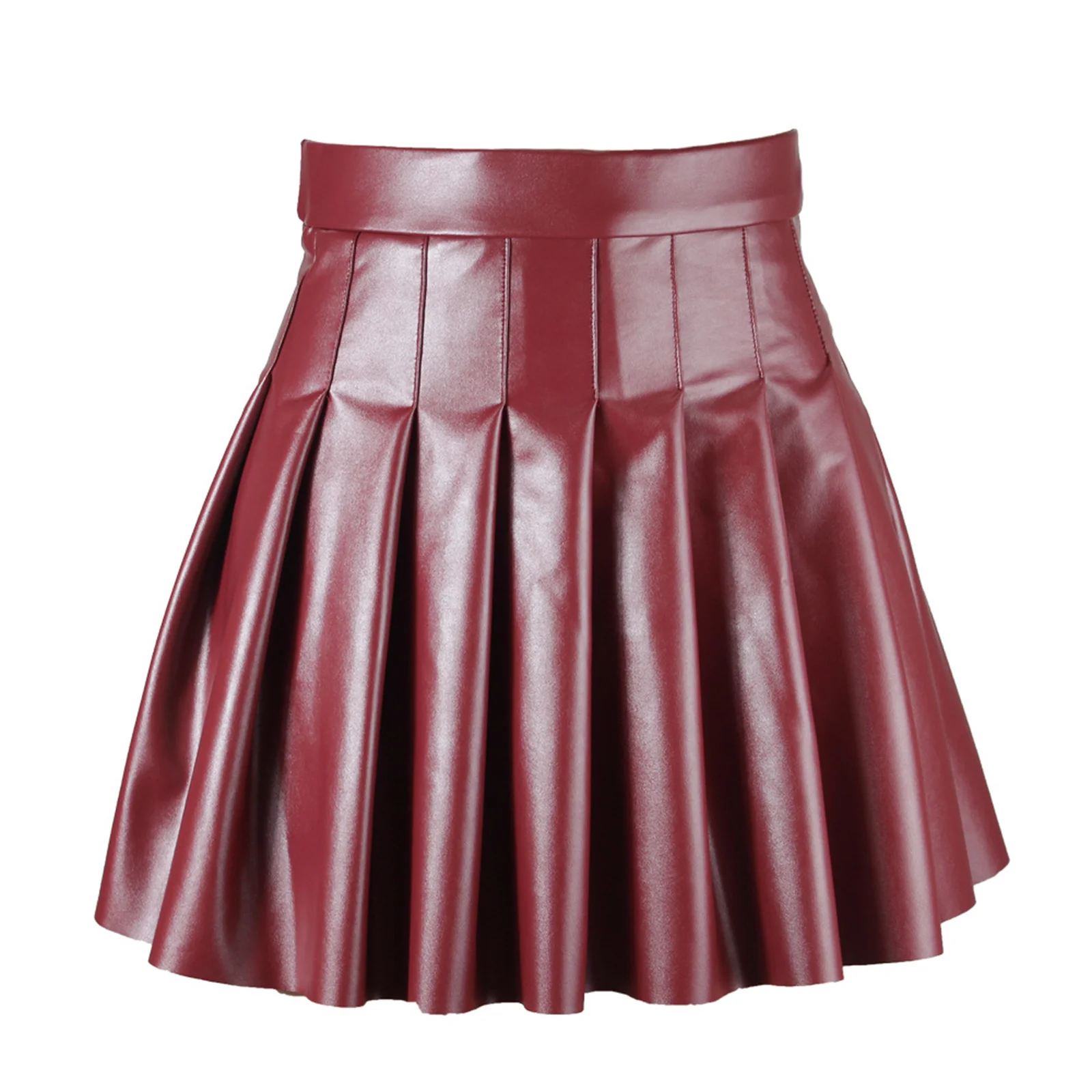 Top Trends: Women High Waist A-line Pleated Skirt Y2k E Girls Punk Gothic Black Latex Side Invisible Zip Flared Mini Skirts Chic Club Wear Shoppable Styles