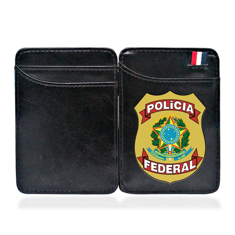 Top Trends: Black Fashion Brasil Policia Federal Printing Leather Magic Wallets Classic Men Women Money Clips Card Purse Cash Holder BE953 Shoppable Styles