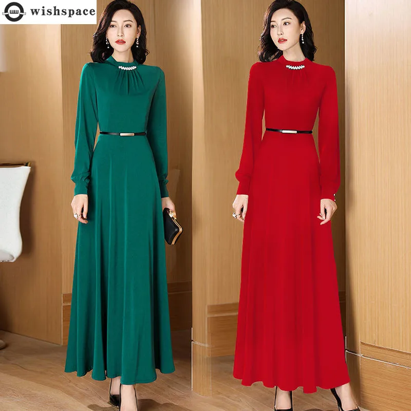 Top Trends: 2022 Summer New Long Sleeve Swing Elegant Dresses For Women Belt Decoration Bodycon Robe Evening Party Dresses Female Sundress Shoppable Styles