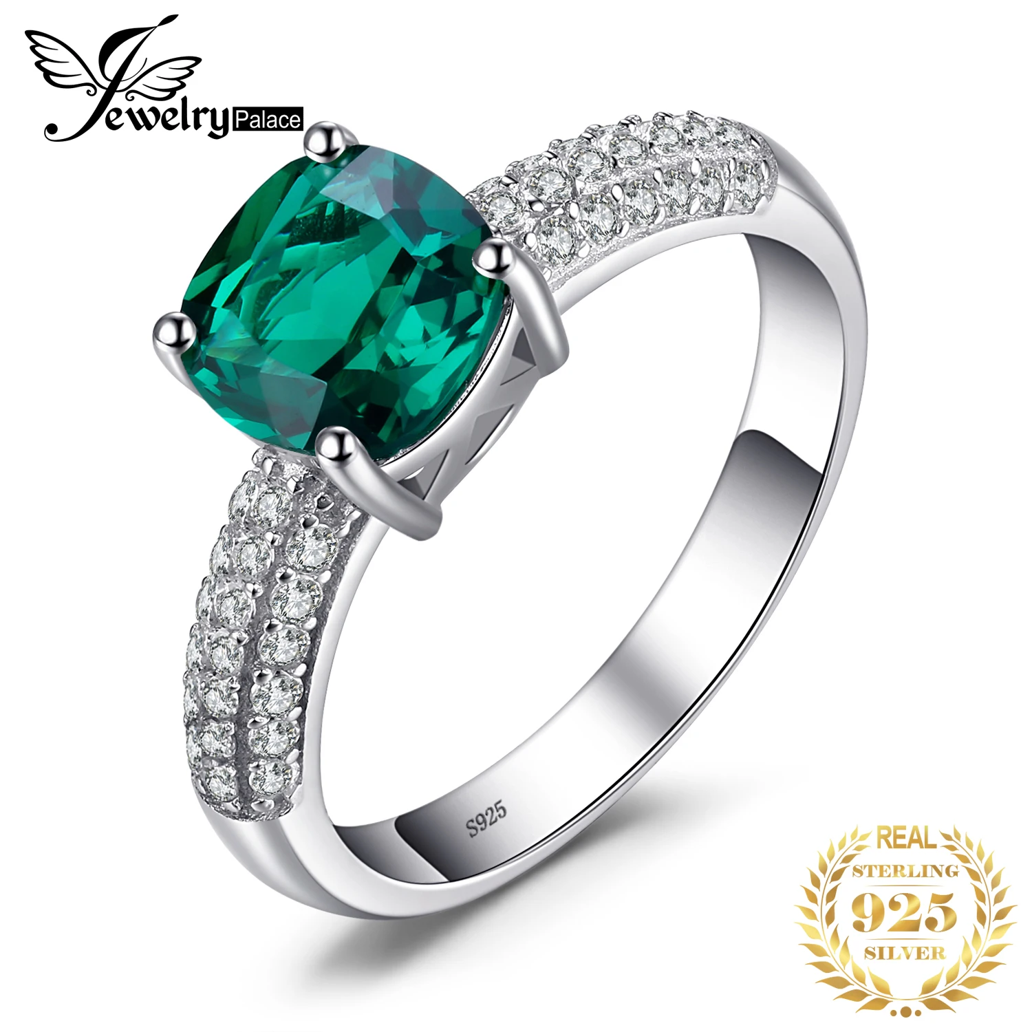 Top Trends: JewelryPalace Green Simulated Nano Emerald Created Ruby Ring 925 Sterling Silver Gemstone Solitaire Engagement Rings For Women Shoppable Styles