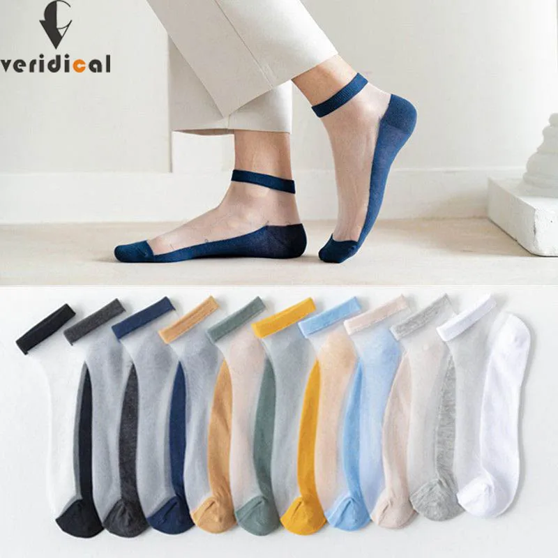 Top Trends: 3 Pairs Summer No Show Silk Socks Mens Cotton Nylon Thin Transparent Breathable Deodorant Invisible Ankle Socks Street Fashion Shoppable Styles