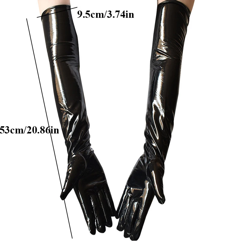 Top Trends: New Patent Leather Long Gloves Punk Rock Gloves Hip Pop Jazz Disco Bright Mittens Cosplay Costumes Black Gloves Arm Sleeves Shoppable Styles