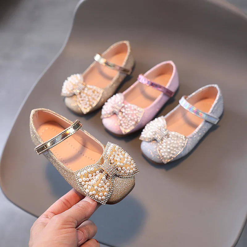 Top Trends: AINYFU Girls Butterfly Leather Shoes New Fashion Spring Girls Bling Pearl Princess Shoes Children's Anti-slip Dance Shoes G974 Shoppable Styles