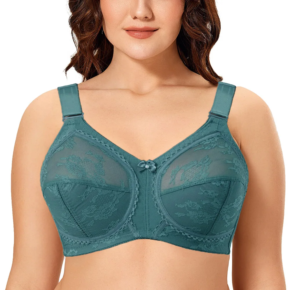 Top Trends: New Green Bras For Women Full Coverage Wireless Thin Unlined Lace Bra Women Minimizer Bras Big Cup Plus Size Bra C D E F Cup Shoppable Styles