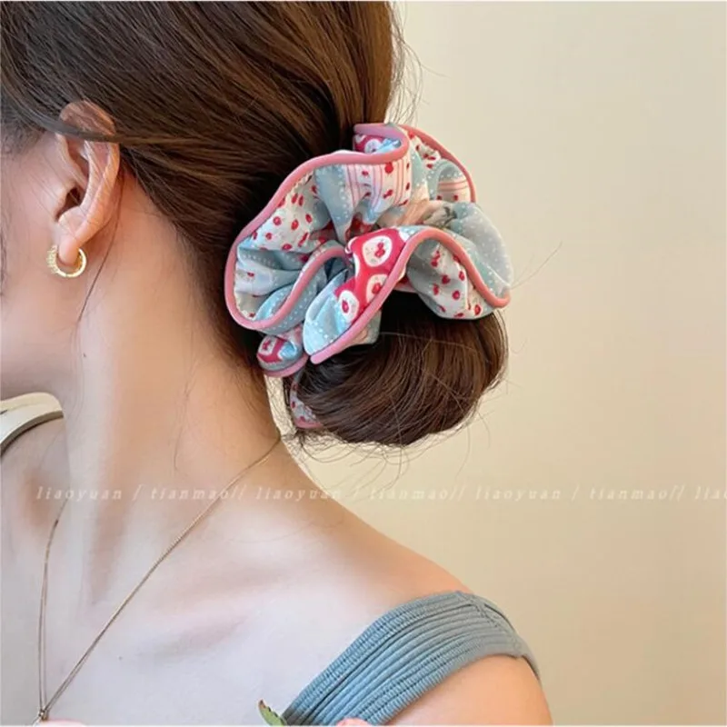 Top Trends: 2023 Korean Fashion Big Printed Scrunchie Women Girls Elastic Hair Rubber Band Accessories Tie Hair Ring Rope Headdress Headwear Shoppable Styles