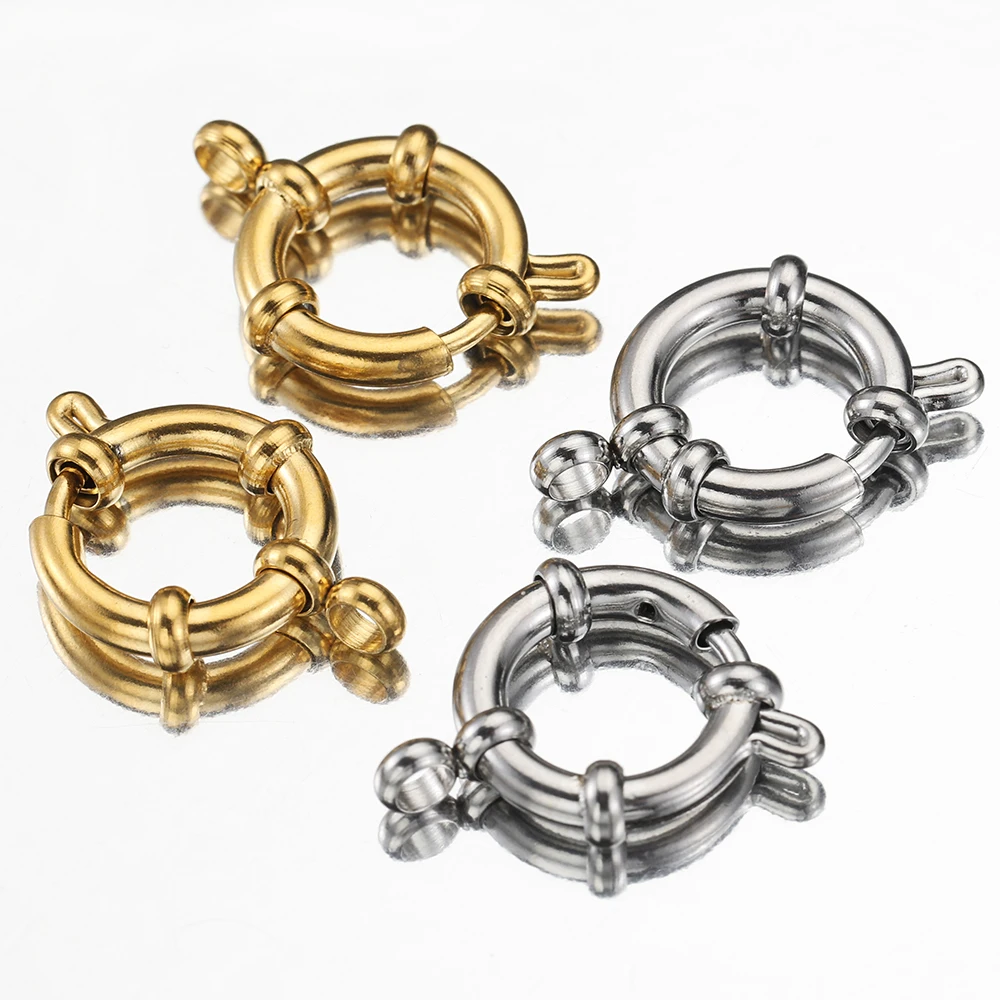 Top Trends: 4pcs Stainless Steel Round Spring Clasps Hooks Sailor Clasp Connector For DIY Jewelry Making Bracelet Clavicle Necklace Supplies Shoppable Styles