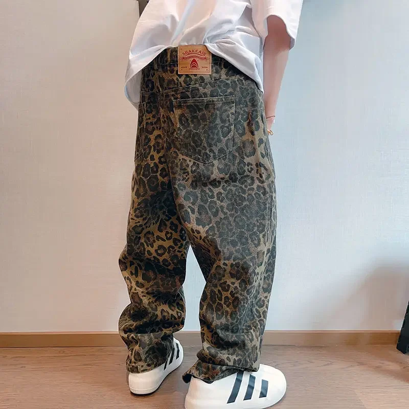 Top Trends: American Baggy Pants Men Y2k Clothes Retro High Street Sports Pants Leopard Print Casual Pants Plus Size Autumn New Style 2024 Shoppable Styles