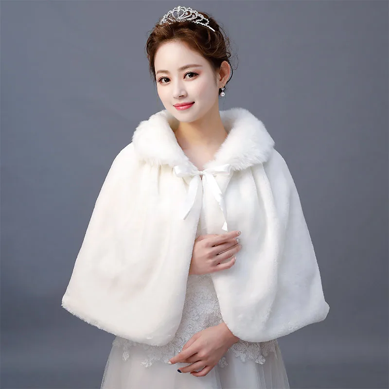 Top Trends: Winter Bridal Capes For Wedding Dress Faux Fur Shawl Wrap Wedding Bridal Bridesmaid Wraps Warmer Women Shawl With Ribbon Cloak Shoppable Styles