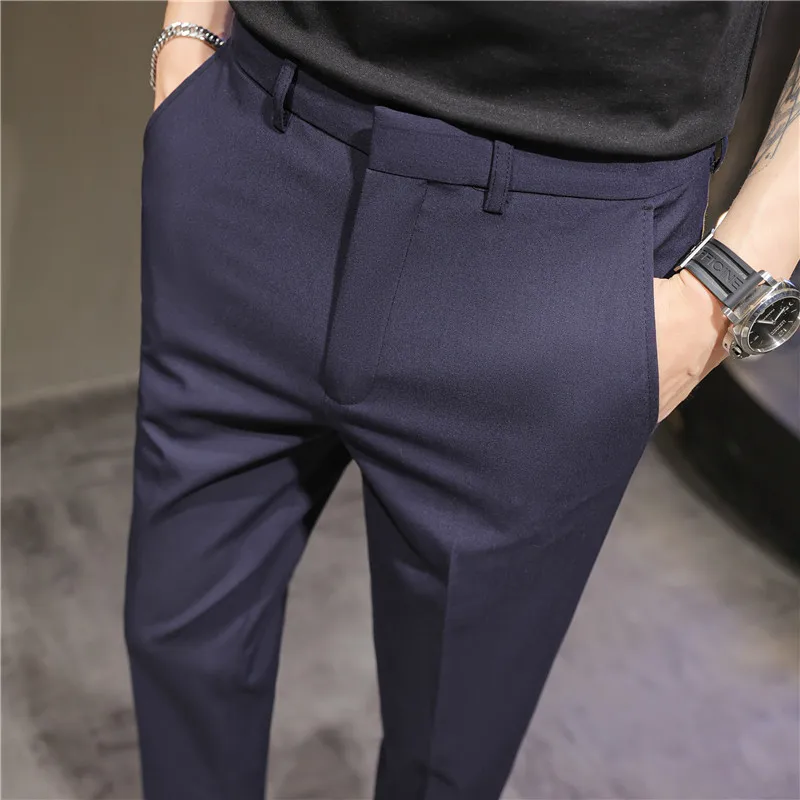 Top Trends: 2023 British Style Summer Thin Business Dress Suit Pants Men Clothing Slim Fit Casual Office Trousers Formal Plus Size 28-38 Shoppable Styles