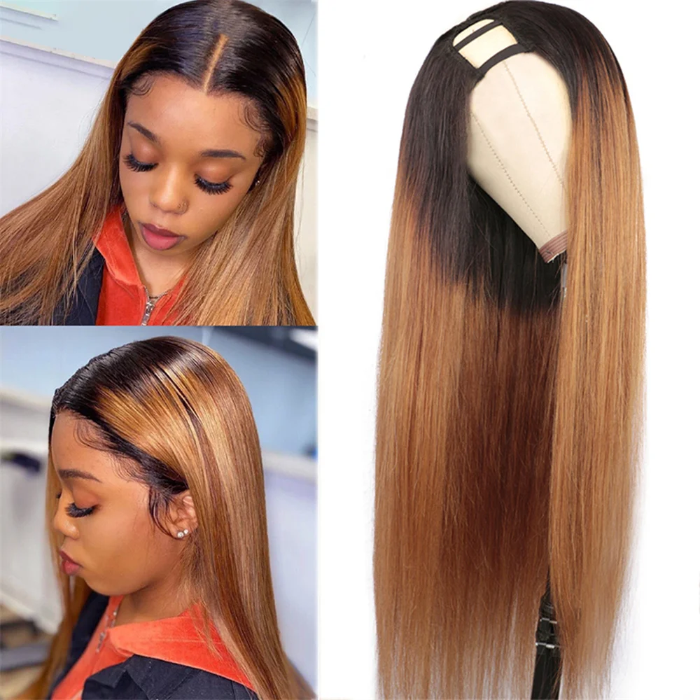 Top Trends: 1B30 Ombre U Part Wig Human Hair Brown Colored Clip In Hair Extensions Cheveux Humains Natural Black Upart Human Hair Wigs Shoppable Styles